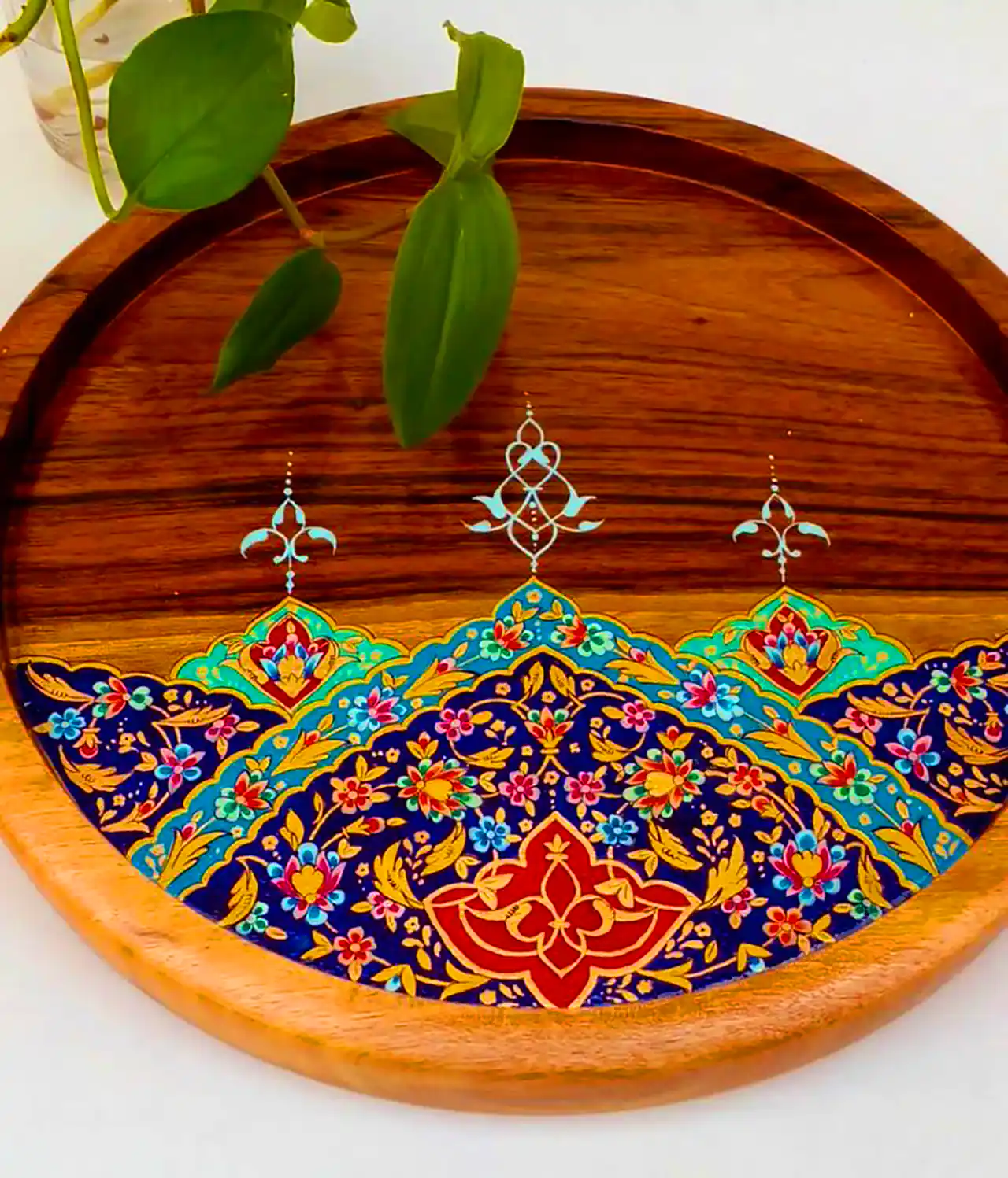 سینی چوبی با طراحی اسلیمی