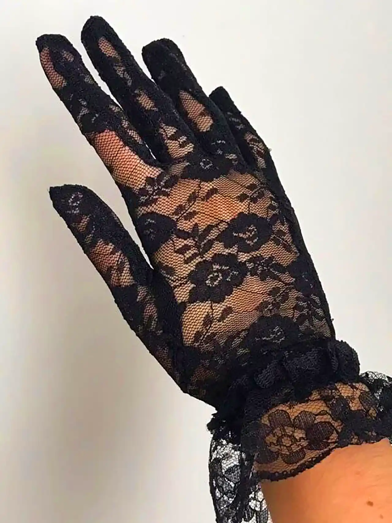 دستکش توری مشکی مجلسی 