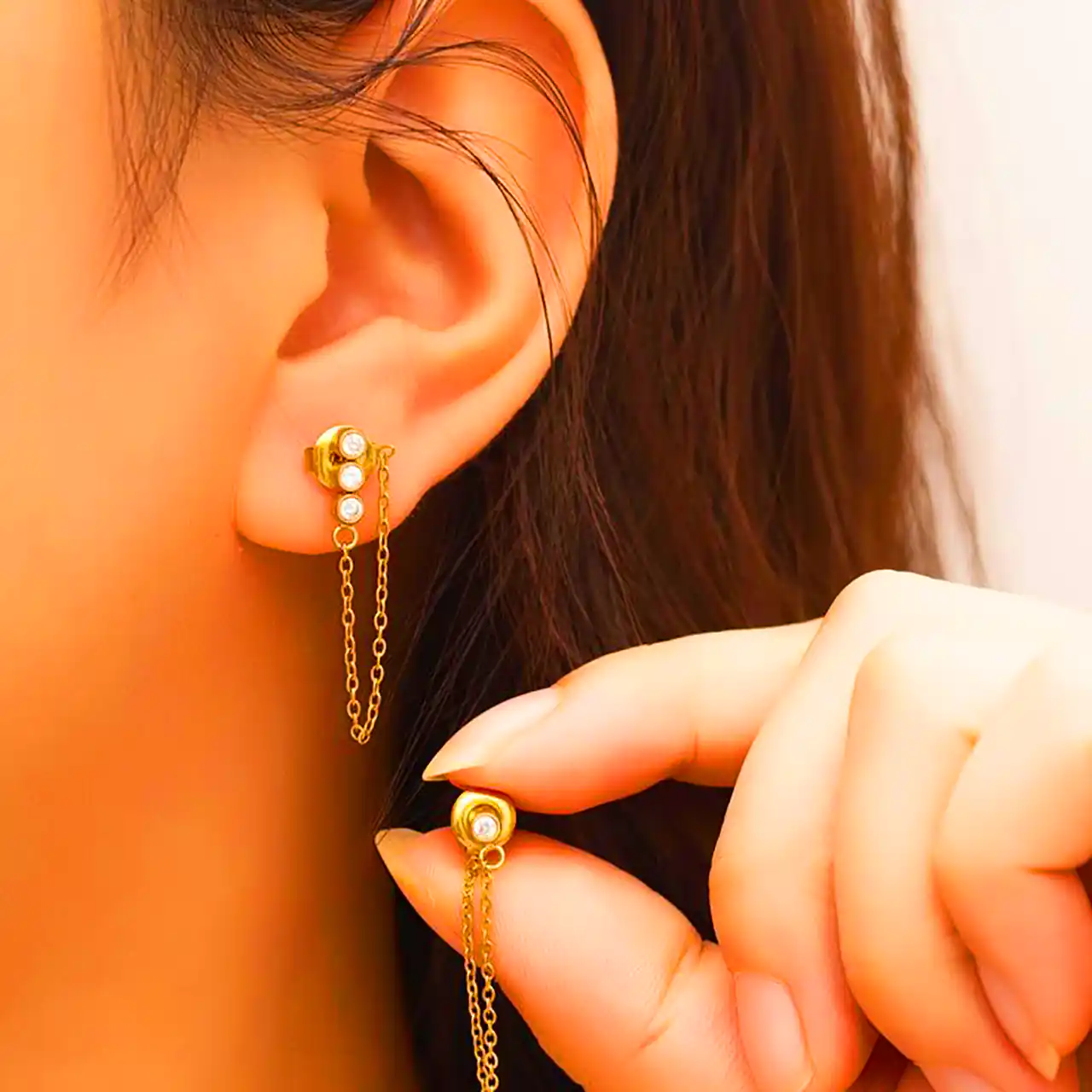 گوشواره حلقه ای زنجیر دار