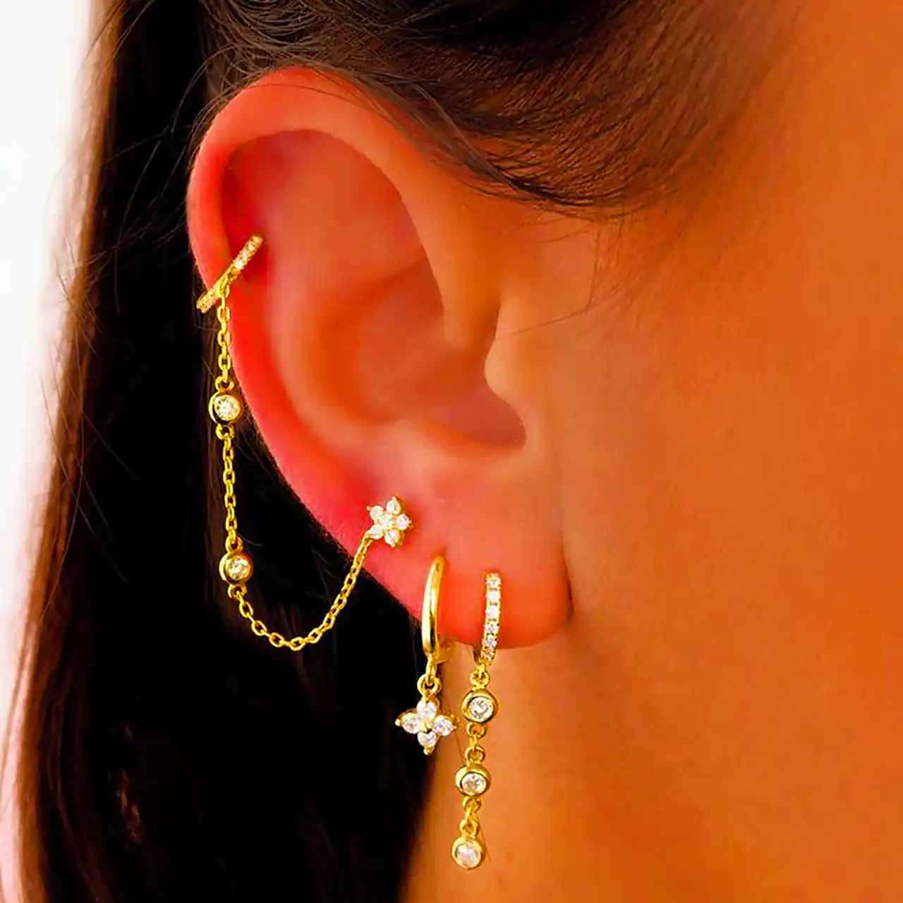 گوشواره حلقه ای زنجیر دار
