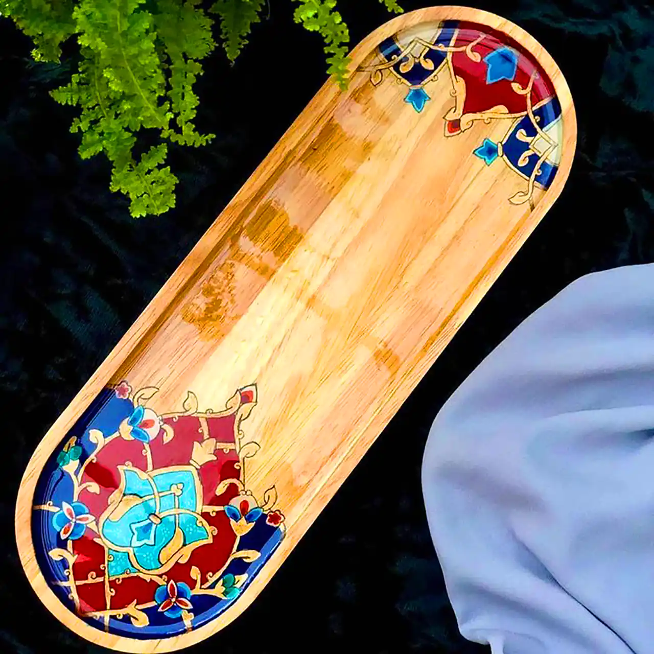 سینی چوبی با طرح اسلیمی 