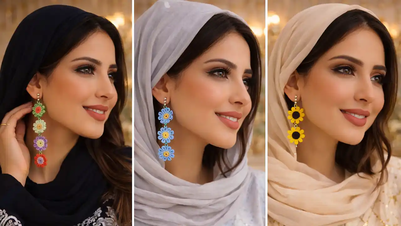 گوشواره گلبرگی بافتنی
