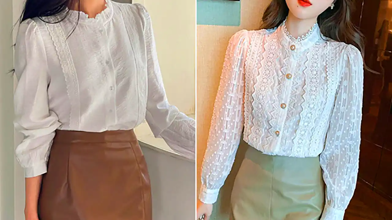 شومیز سفید کلاسیک زنانه