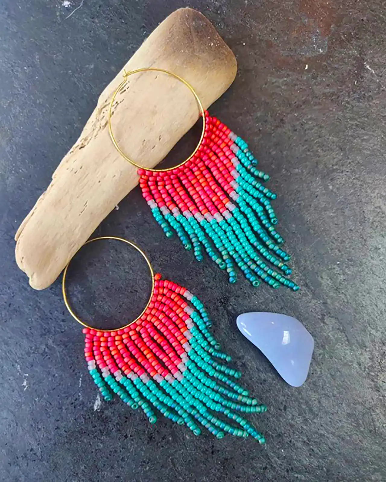 گوشواره مهره ای بلند فانتزی 
