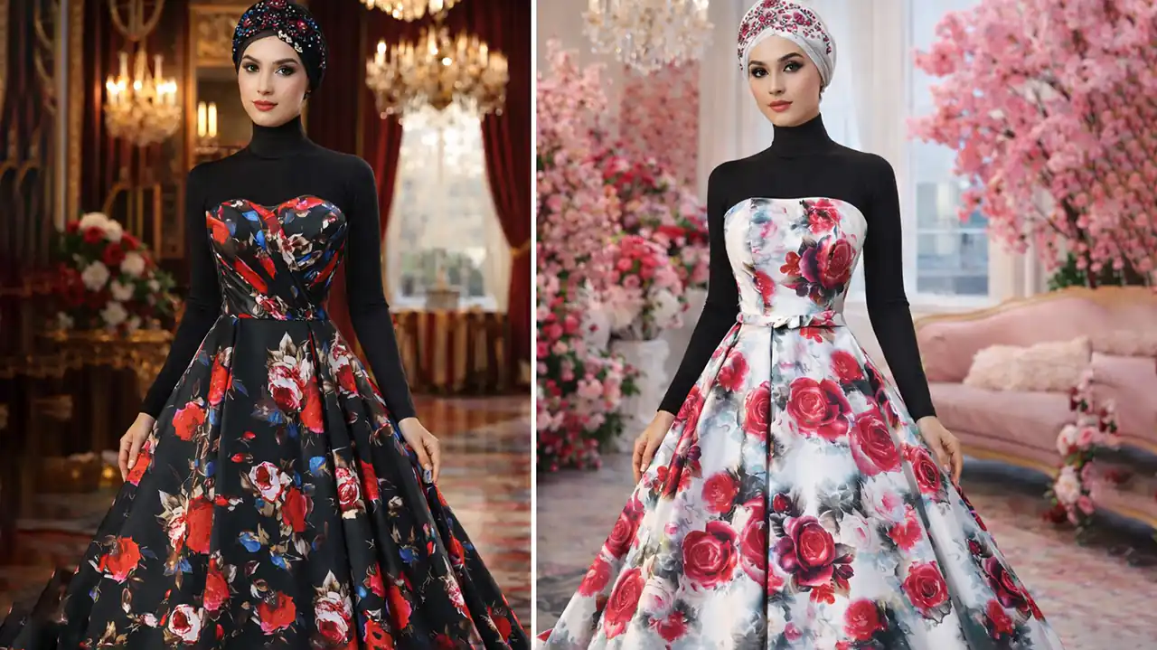 لباس مجلسی گلدار زنانه