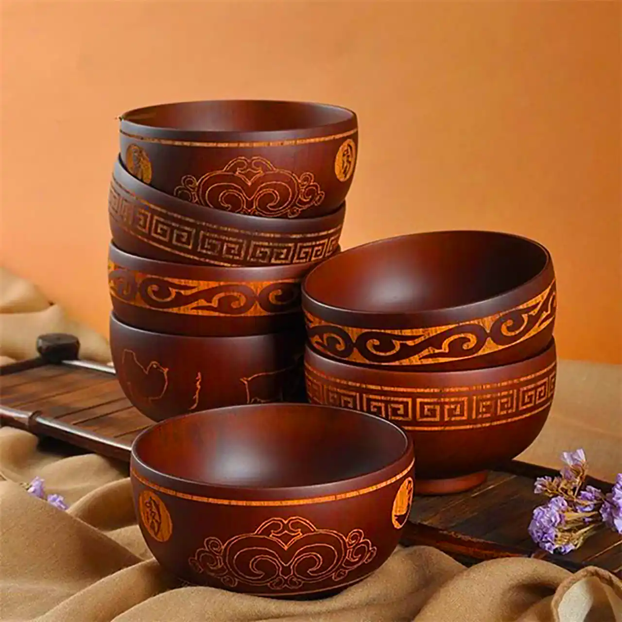 کاسه گرد چوبی