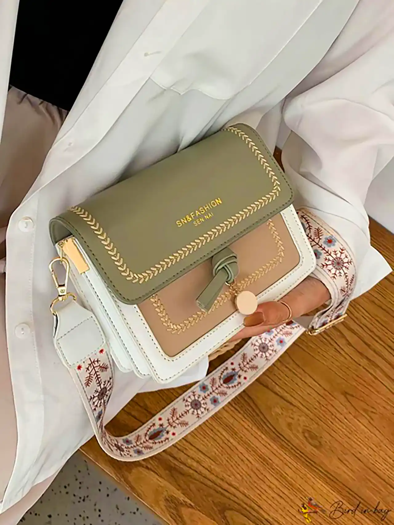 کیف دستی کرم قهوه ای شیک 