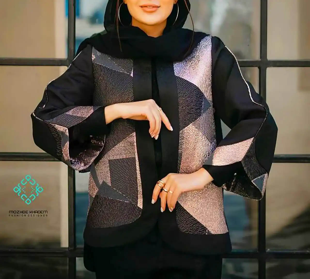 مدل مانتو مشکی کار شده