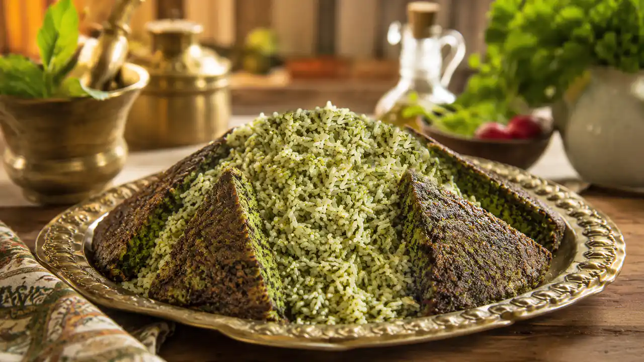 طرز تهیه سبزی پلو با کوکو سبزی