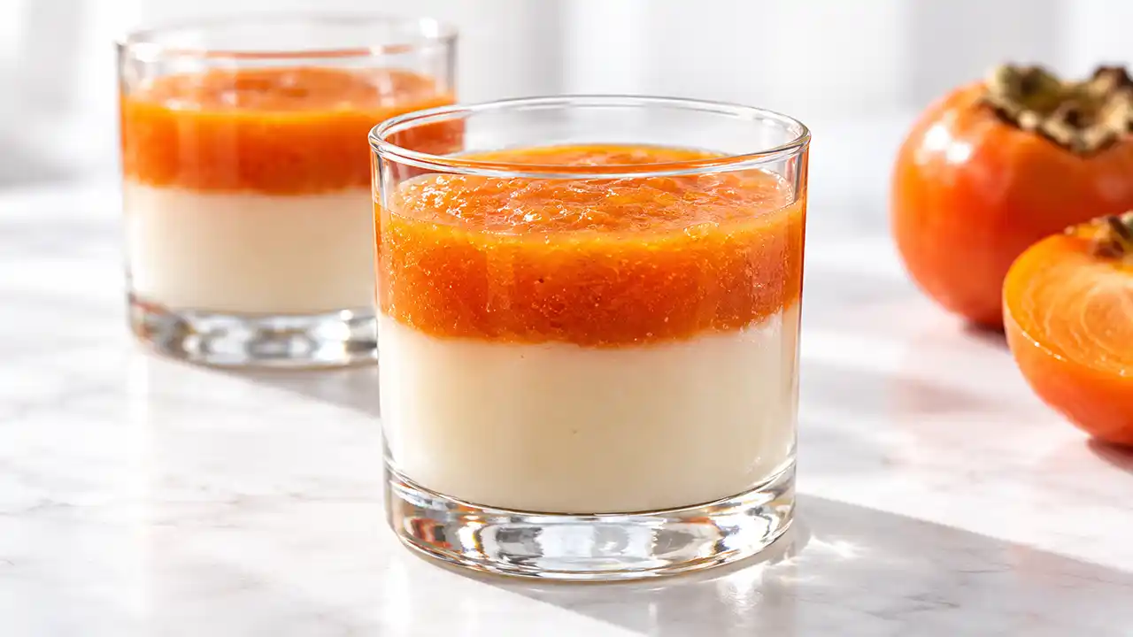 طرز تهیه پودینگ خرمالو با آرد برنج و نشاسته ذرت