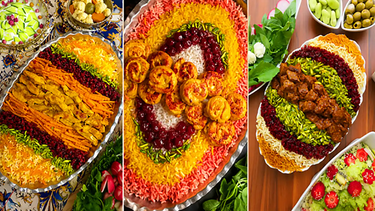 دیزاین دیس پلو برای مهمانی با رنگ و لعابی خاص برای یک سفره ایرانی زیبا